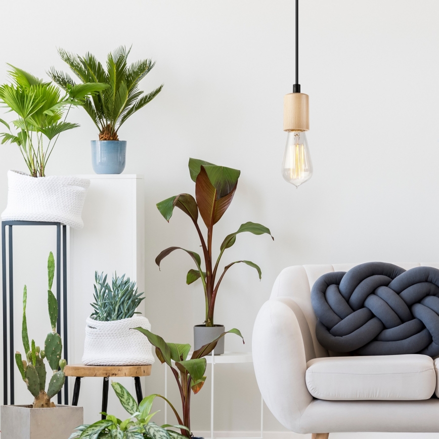 Deckenleuchte an Kabel LEON 1xE27/60W/230V Buche