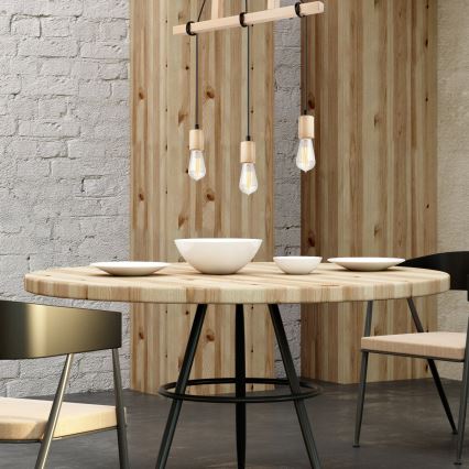 Deckenleuchte an Kabel LEON 3xE27/60W/230V Buche