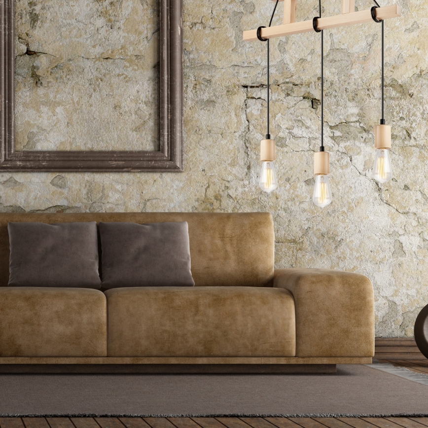 Deckenleuchte an Kabel LEON 3xE27/60W/230V Buche