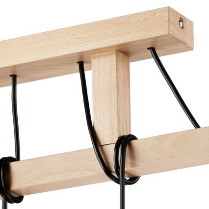 Deckenleuchte an Seil LEON 5xE27/60W/230V Buche