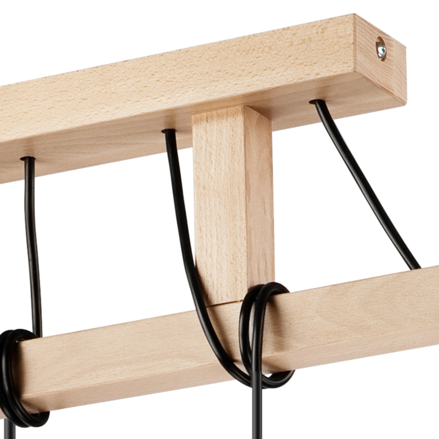 Deckenleuchte an Seil LEON 5xE27/60W/230V Buche