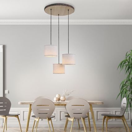 Leuchten Direkt 11236-79 - Hängeleuchte BARK 3xE27/40W/230V Holz