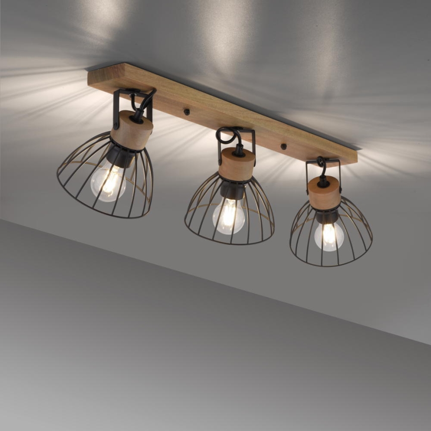 Leuchten Direkt 11418-18 - Strahler LAMI 3xE27/25W/230V Akazie/Metall