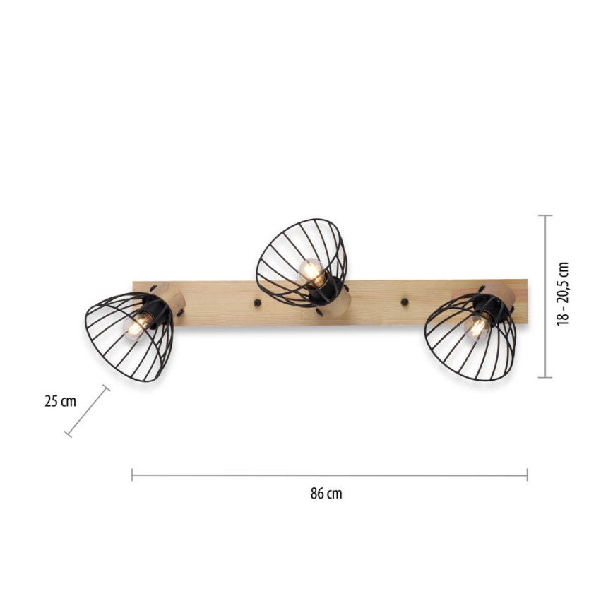 Leuchten Direkt 11418-18 - Strahler LAMI 3xE27/25W/230V Akazie/Metall