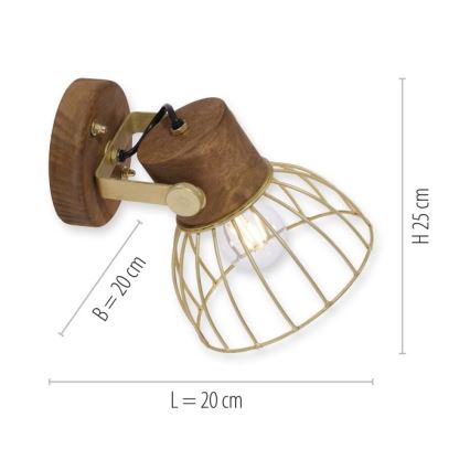 Leuchten Direkt 11486-60 - Wandstrahler ALAMI 1xE27/25W/230V Mangobaum