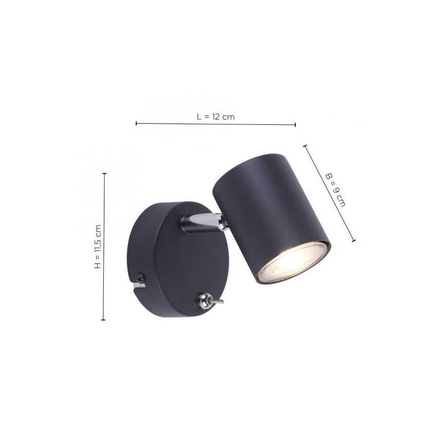 Leuchten Direkt 11941-13 - LED Wand-Spotlight TARIK 1xGU10/5W/230V schwarz