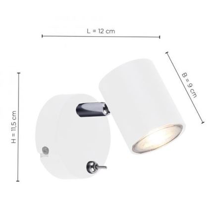 Leuchten Direkt 11941-16 - LED Wand-Spotlight TARIK 1xGU10/5W/230V weiß