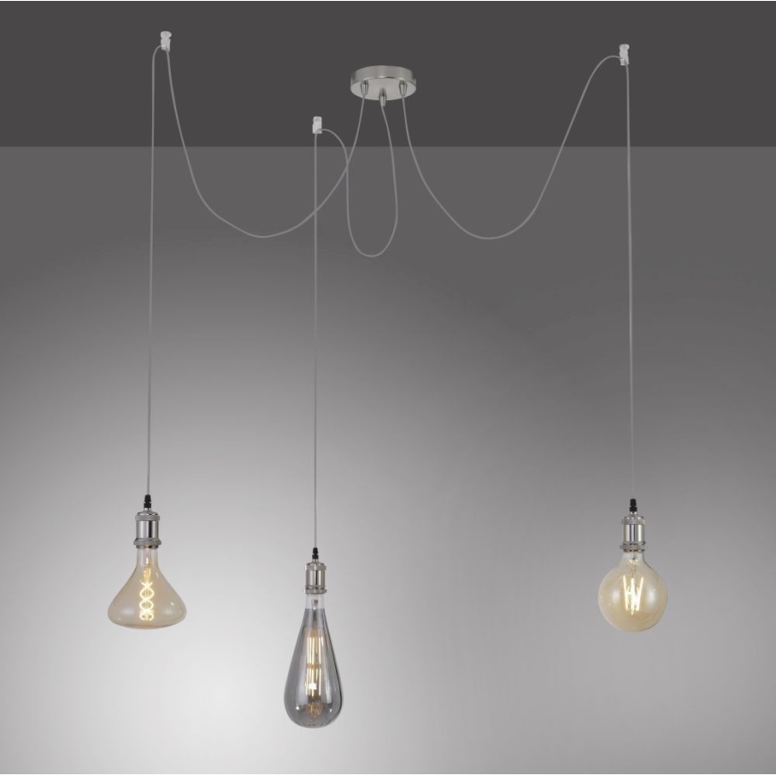 Leuchten Direkt 13571-55 - Hängeleuchte DIY 3xE27/60W/230V Spinne matt Chrom