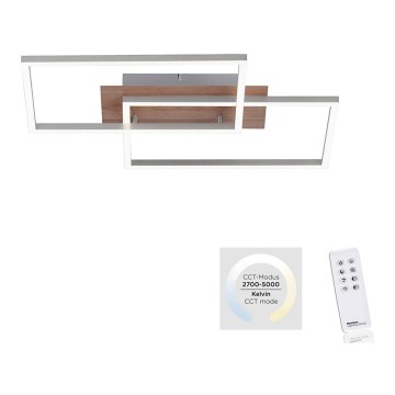 Leuchten Direkt 14018-78 - Dimmbare LED-Deckenleuchte IVEN 2xLED/15W/230V Eiche + Fernbedienung