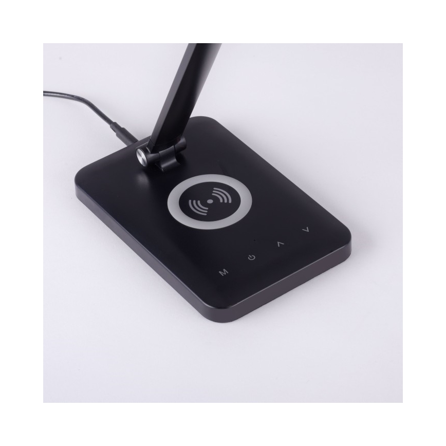 Leuchten Direkt 14415-16 - LED Dimmbare Touch-Tischleuchte mit kabelloser Aufladung FLORENTINA LED/5W/230V 3000-5000K schwarz + USB