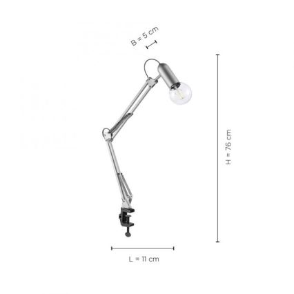 Leuchten Direkt 14773-55 - Tischleuchte mit Klemme TURN ME 1xE27/60W/230V matt Chrom