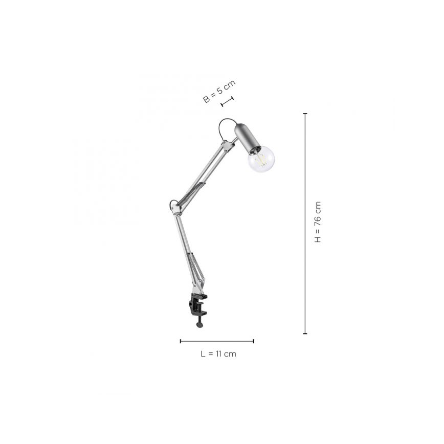 Leuchten Direkt 14773-55 - Tischleuchte mit Klemme TURN ME 1xE27/60W/230V matt Chrom