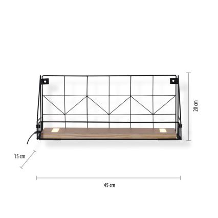 Leuchten Direkt 15277-18 - Ablage mit LED-Beleuchtung BOARD 2xLED/1,75W/230V 45 cm Eukalyptus