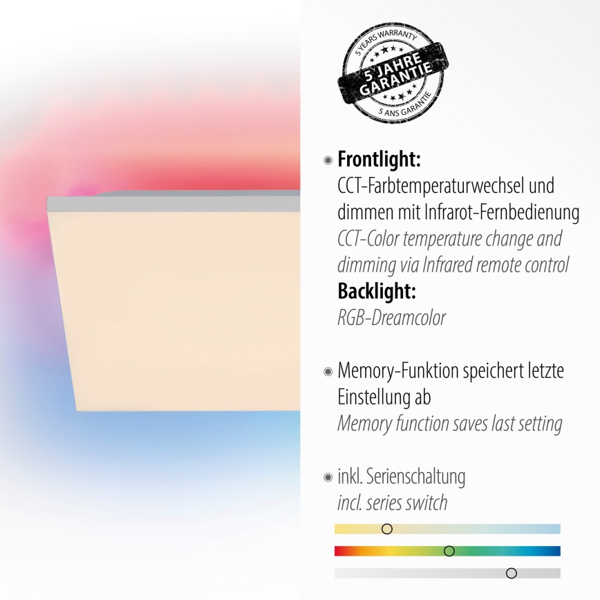 Leuchten Direkt 15561-16 - LED RGB Dimmbare Deckenleuchte CONRAD LED/27W/230V + Fernbedienung