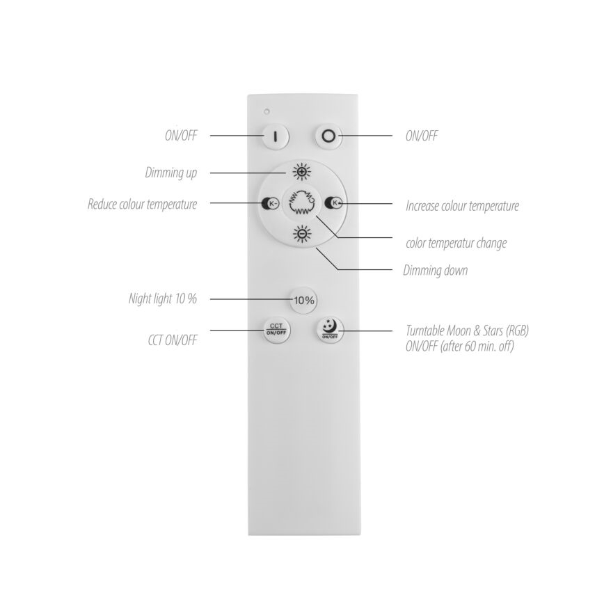 Leuchten Direkt 15572-18 – Dimmbare LED-RGBW-Leuchte ASTRO LED/17,5W/230V 2700-5000K + Fernbedienung