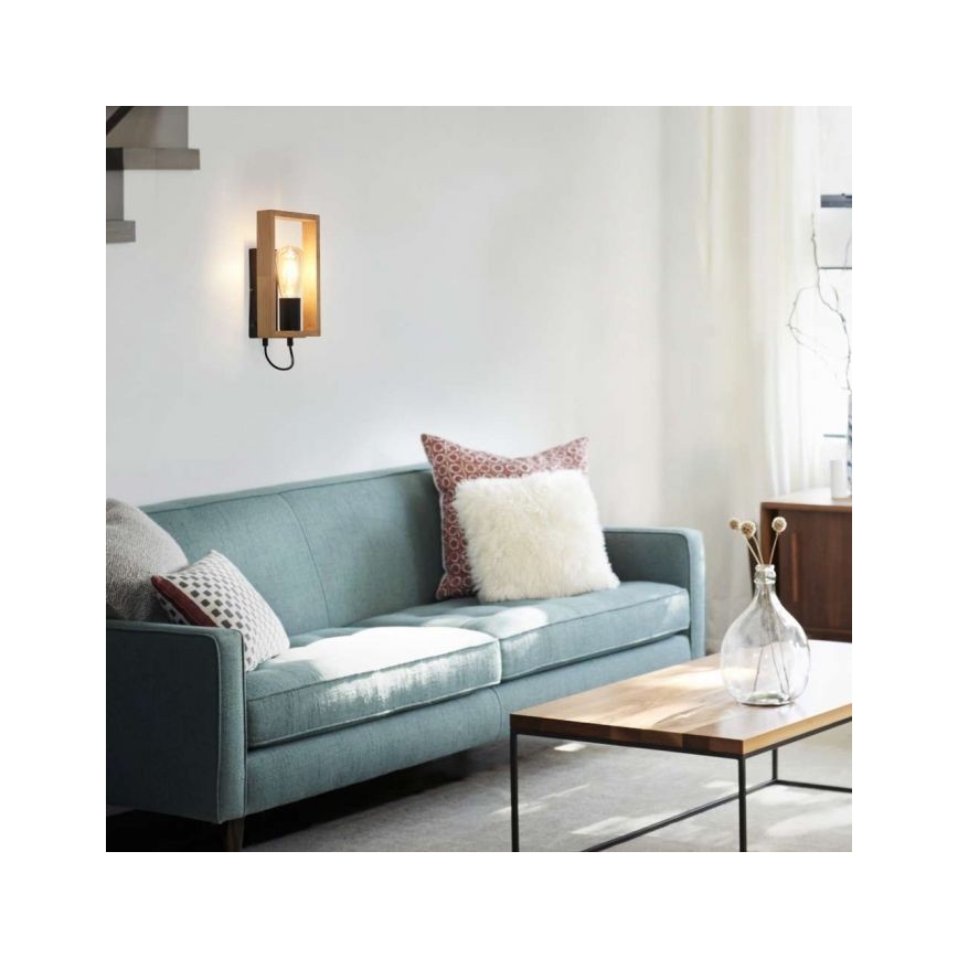 Leuchten Direkt 15654-18 - Wandleuchte FRANKY 1xE27/60W/230V Akazie