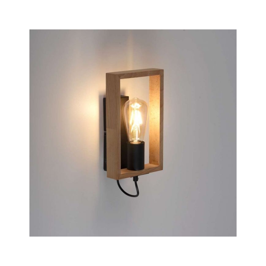 Leuchten Direkt 15654-18 - Wandleuchte FRANKY 1xE27/60W/230V Akazie
