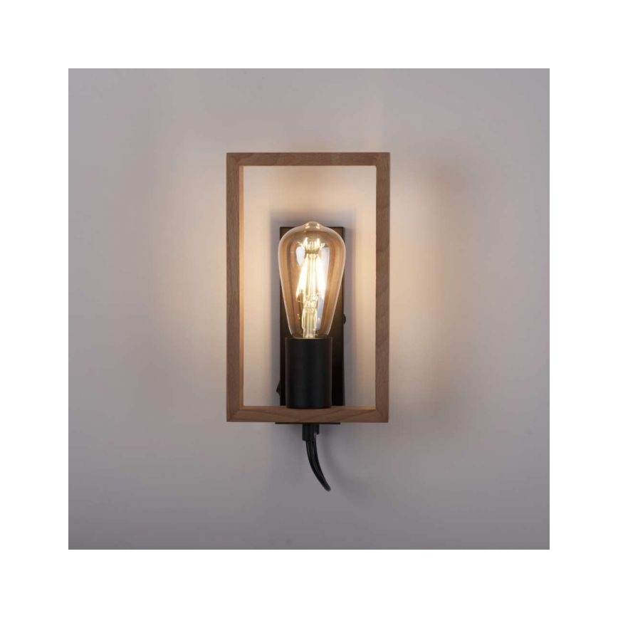 Leuchten Direkt 15654-18 - Wandleuchte FRANKY 1xE27/60W/230V Akazie