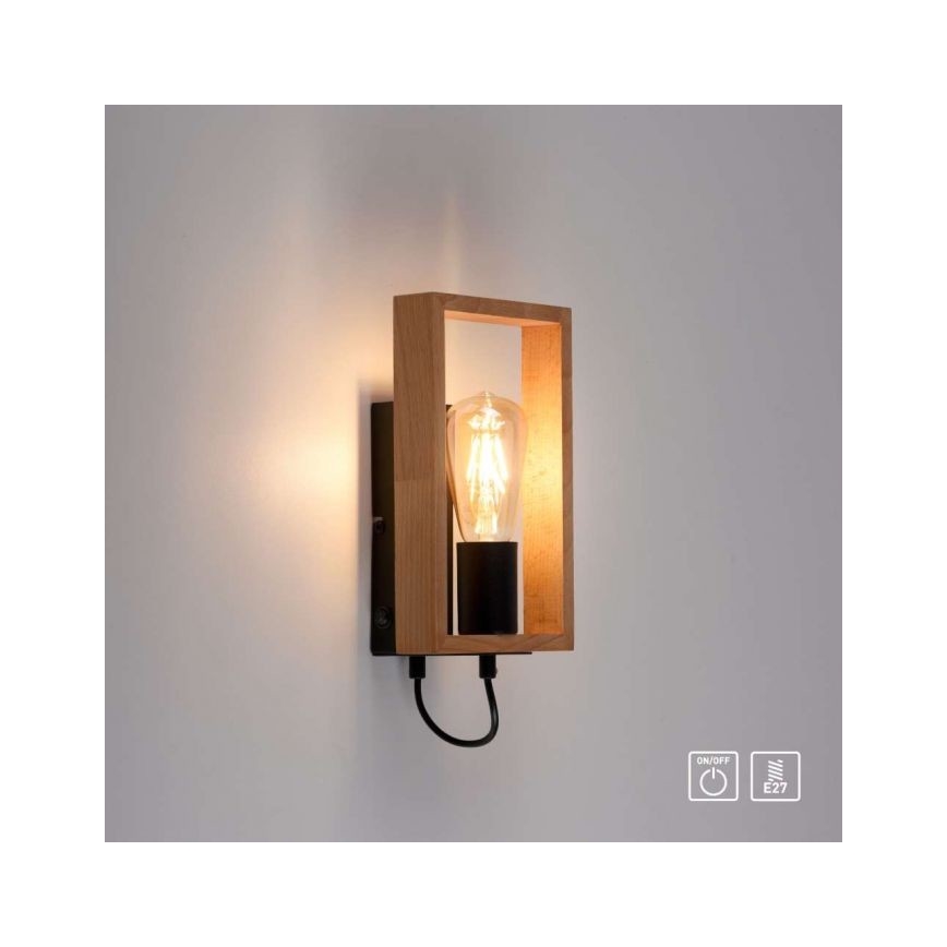 Leuchten Direkt 15654-18 - Wandleuchte FRANKY 1xE27/60W/230V Akazie