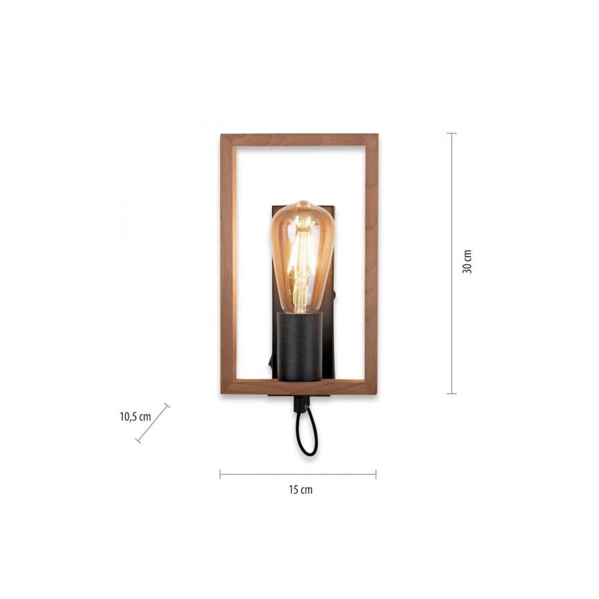Leuchten Direkt 15654-18 - Wandleuchte FRANKY 1xE27/60W/230V Akazie