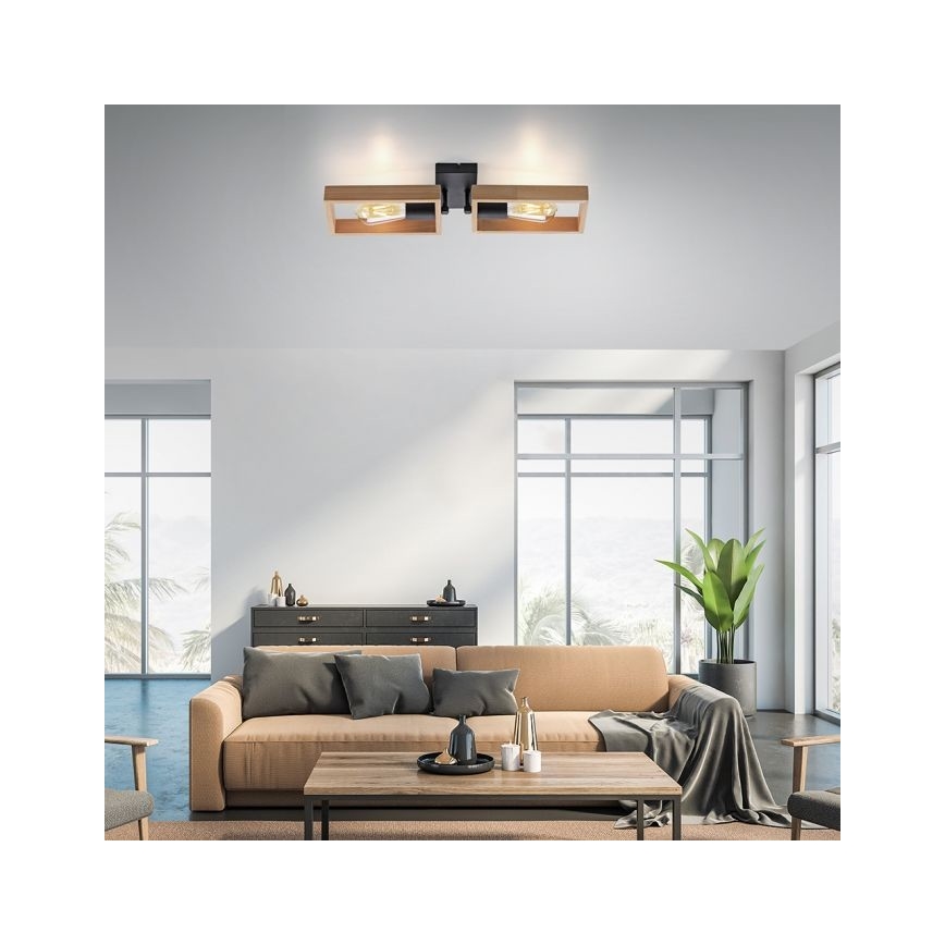 Leuchten Direkt 15657-18 - Aufbauleuchte FRANKY 2xE27/60W/230V Akazie