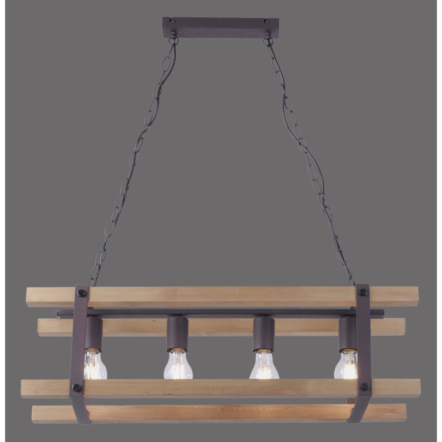 Leuchten Direkt 15684-79 - Hängeleuchte an Kette EDITH 4xE27/60W/230V Kiefer