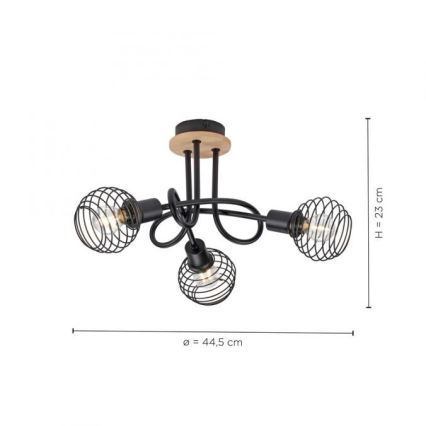 Leuchten Direkt 15923-79 - Aufbauleuchte EUGEN 3xE14/40W/230V Eiche