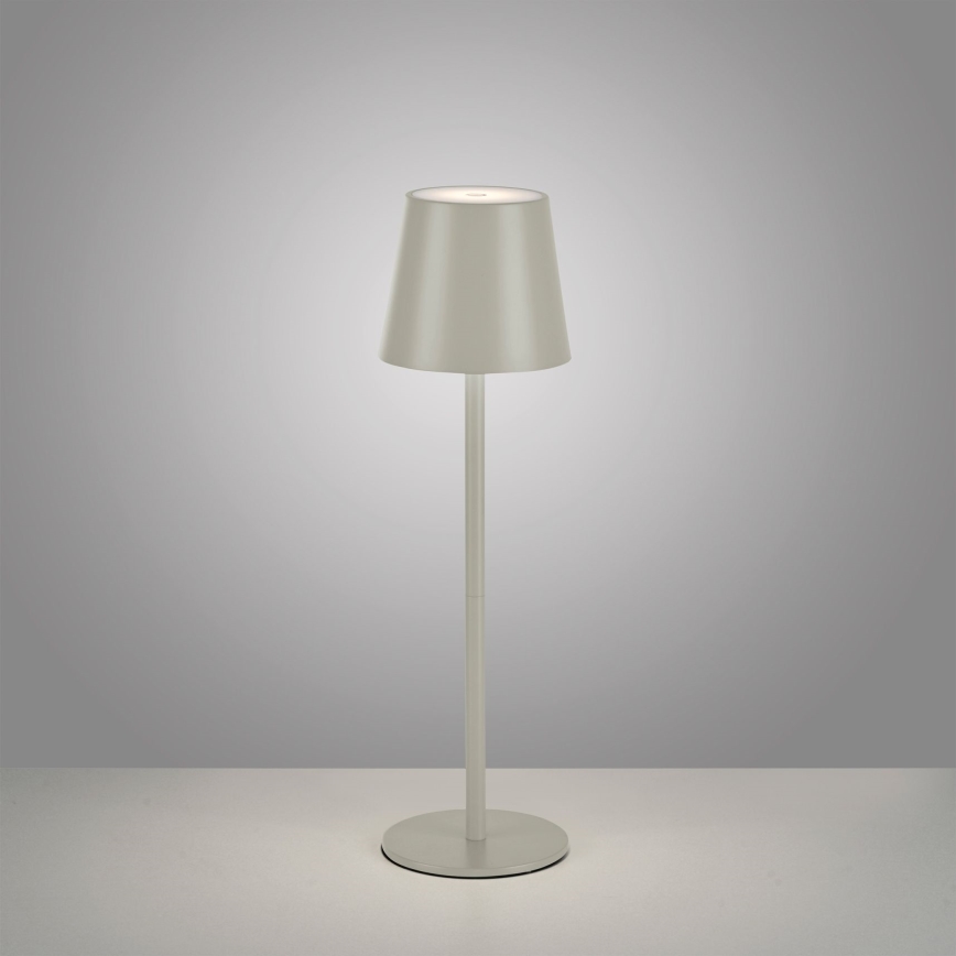 Leuchten Direkt 19250-40 - Dimmbare, aufladbare LED-Outdoor-Tischleuchte EURIA LED/3W/5V 2600 mAh IP54 grau