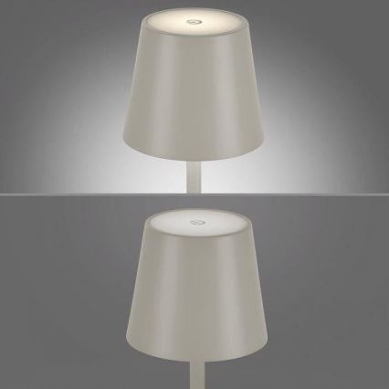 Leuchten Direkt 19250-40 - Dimmbare, aufladbare LED-Outdoor-Tischleuchte EURIA LED/3W/5V 2600 mAh IP54 grau