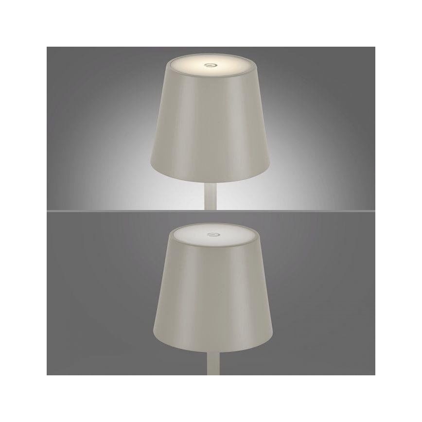 Leuchten Direkt 19250-40 - Dimmbare, aufladbare LED-Outdoor-Tischleuchte EURIA LED/3W/5V 2600 mAh IP54 grau