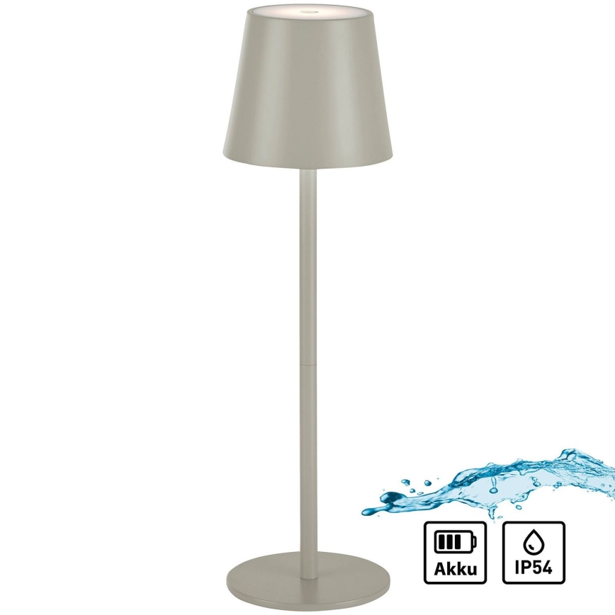 Leuchten Direkt 19250-40 - Dimmbare, aufladbare LED-Outdoor-Tischleuchte EURIA LED/3W/5V 2600 mAh IP54 grau