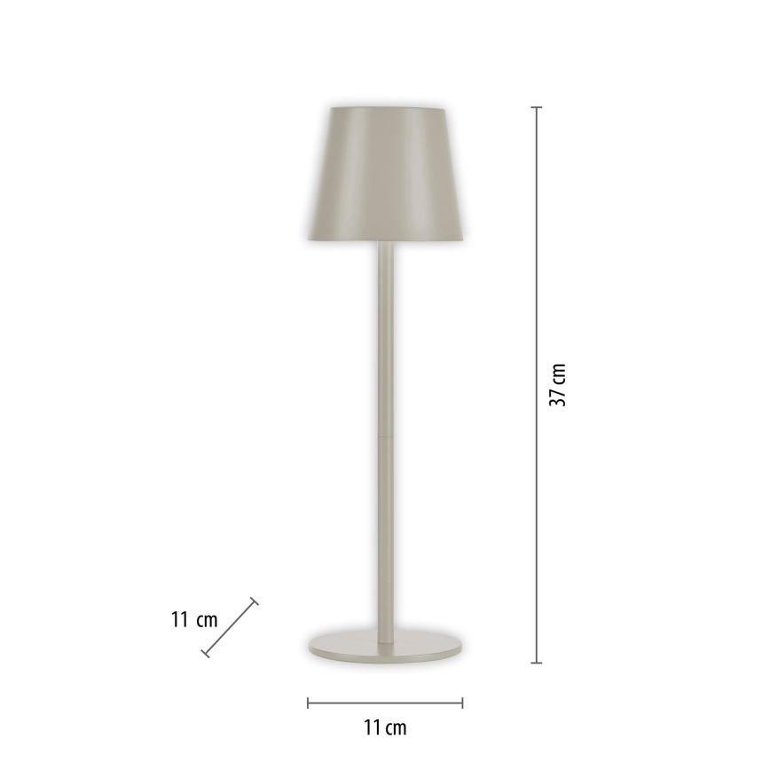 Leuchten Direkt 19250-40 - Dimmbare, aufladbare LED-Outdoor-Tischleuchte EURIA LED/3W/5V 2600 mAh IP54 grau