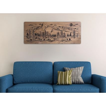 Li-Go 23521/OVL/DUB3 - Dimmbare LED-Wanddekoration LED/10W/5V 30000 mAh 130x50 cm Eiche/Berghütte