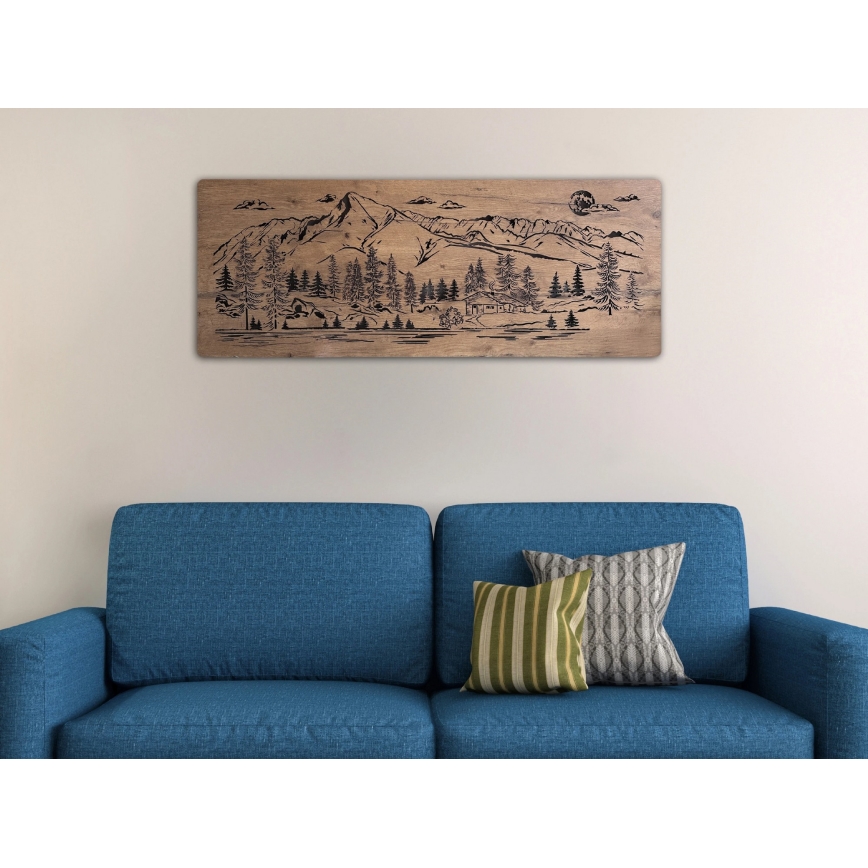 Li-Go 23524/DUB2 - Dimmbare LED-Wanddekoration LED/24W/230V 130x50 cm Eiche/Berghütte