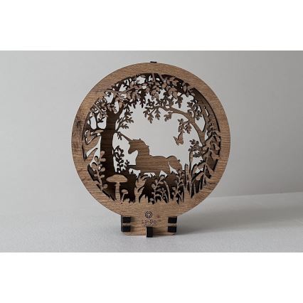 Li-Go 23568/DUB2 - Dimmbare LED-Tischdekoration LED/12W/230V 20x22 cm Eiche/Einhorn