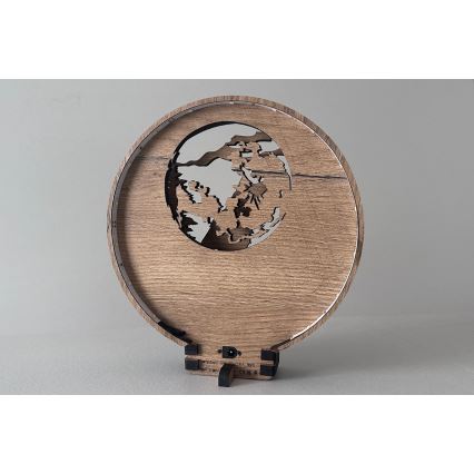 Li-Go 23574/DUB2 - dimmbare LED-Tischdekoration LED/12W/230V 20x22 cm Eiche/Wolf und Mond