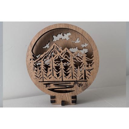 Li-Go 23583/DUB2 - Dimmbare LED-Tischdekoration LED/12W/230V 20x22 cm Eiche/Berge und Wald