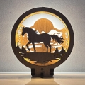 Li-Go 23598/DUB2 - Dimmbare dekorative LED-Tischleuchte LED/12W/230V 20x22 cm Eiche/Pferd