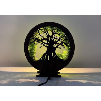 Li-Go 23604/DUB2 - dimmbare LED Tischdekoration LED/12W/230V 20x22 cm Eiche/Moos und Baum