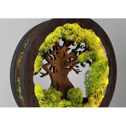 Li-Go 23604/DUB2 - dimmbare LED Tischdekoration LED/12W/230V 20x22 cm Eiche/Moos und Baum