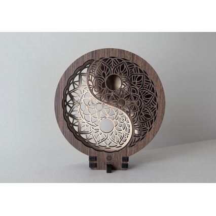 Li-Go 23607/O - Dimmbare LED-Tischleuchte LED/12W/230V 20x22 cm Nussbaum/Jin Jang