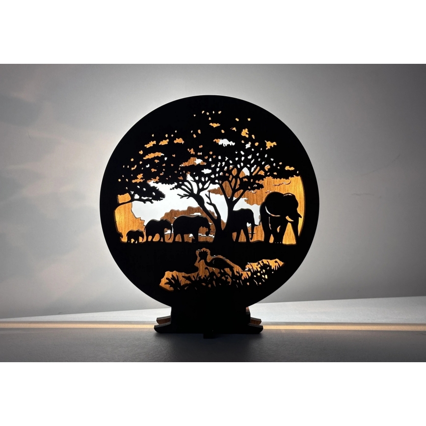 Li-Go 23610/DUB2 - Dimmbare LED-Tischdekoration LED/12W/230V 20x22 cm Eiche/Elefanten