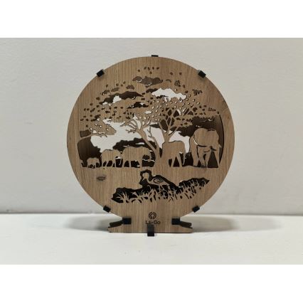 Li-Go 23610/DUB2 - Dimmbare LED-Tischdekoration LED/12W/230V 20x22 cm Eiche/Elefanten