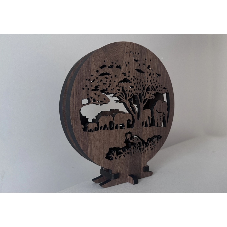 Li-Go 23610/DUB2 - Dimmbare LED-Tischdekoration LED/12W/230V 20x22 cm Eiche/Elefanten