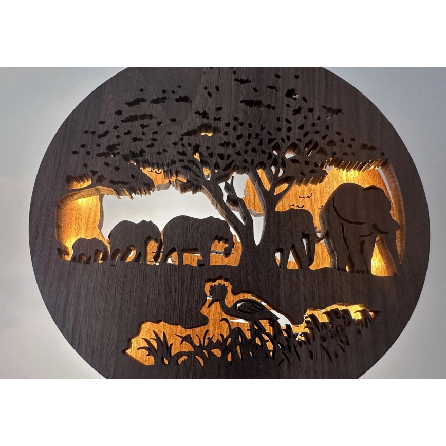 Li-Go 23610/DUB2 - Dimmbare LED-Tischdekoration LED/12W/230V 20x22 cm Eiche/Elefanten