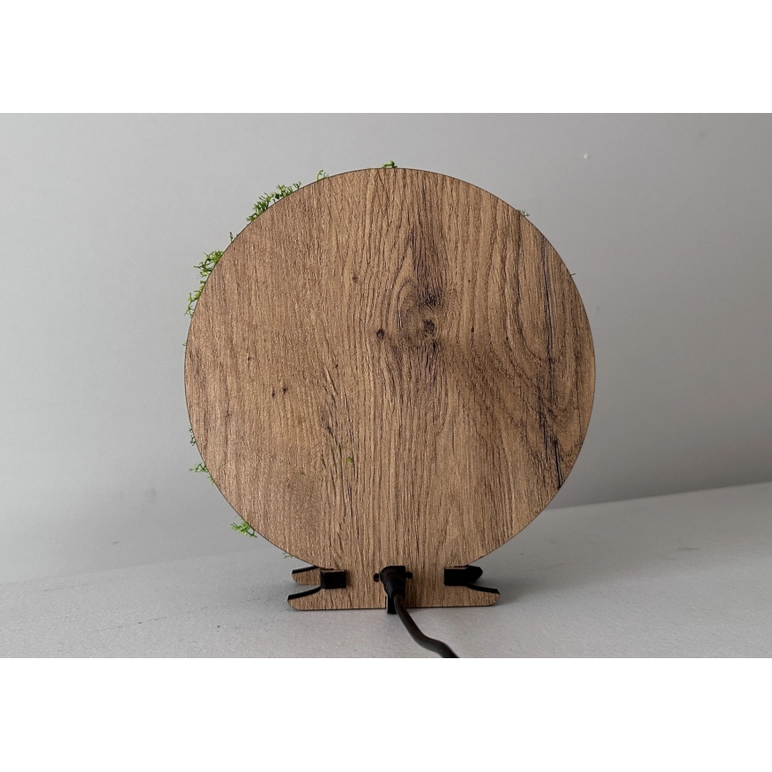 Li-Go 23622/DUB2 - Dimmbare LED-Tischdekoration LED/12W/230V 20x22 cm Eiche/Kreuz im Moos