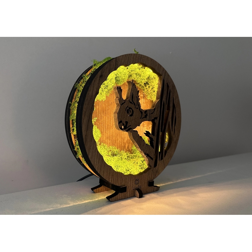 Li-Go 23625/DUB2 - LED-dimmbare Tischdekoration LED/12W/230V 20x22 cm Eiche/Moos-Eichhörnchen