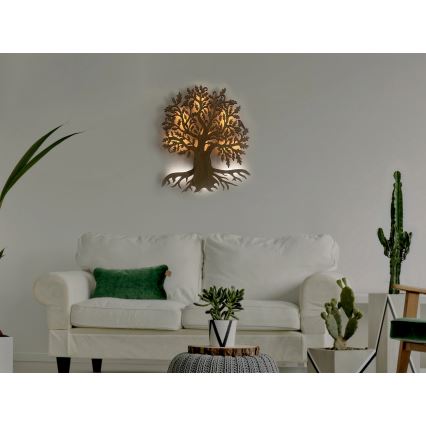 Li-Go 23673/DUB2 - LED-dimmbare Wanddekoration LED/10W/5V 20000 mAh 45x55 cm Eiche + Fernbedienung