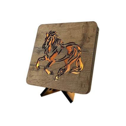 Li-Go 4070/DUB2 - LED-Tischdekoration LED/12W/230V 19x19 cm Eiche/Pferd