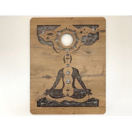 Li-Go 4421/A/4 - Dimmbare LED-Wanddekoration LED/10W/5V 30000 mAh 70x90 cm Eiche/Chakren